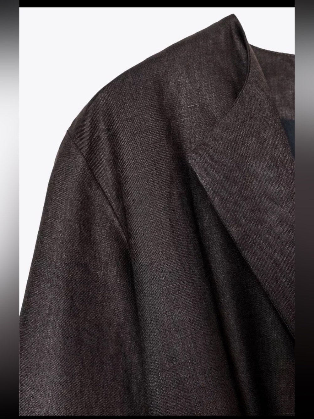 Zara Dark Brown Tie-Waist Linen Blazer Jacket - Picture 5 of 8